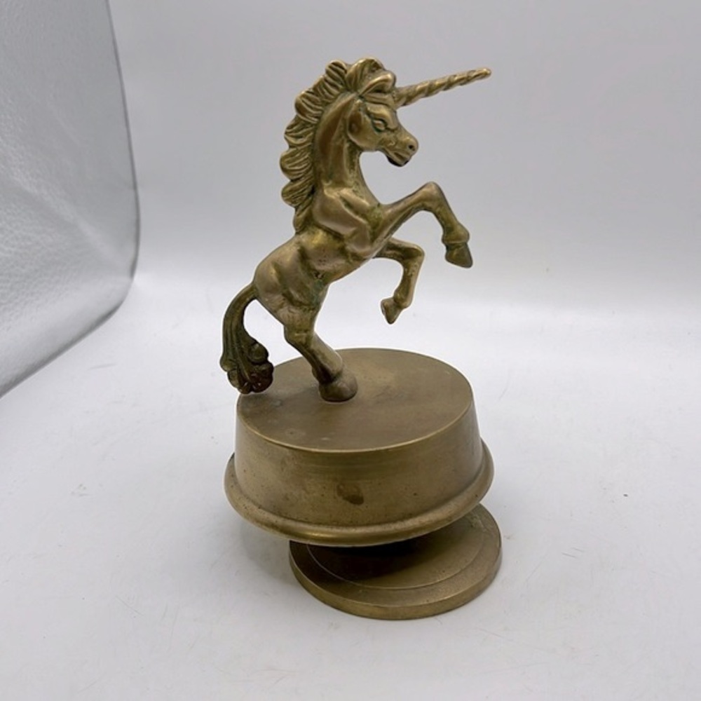 Gatco Solid Brass Musical Rotating Unicorn Horse Collectible Figurine Art